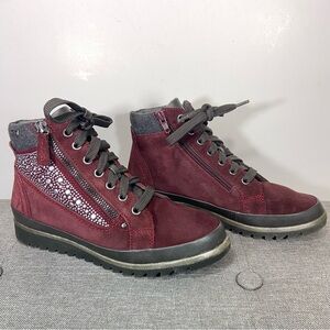 Jana Tex Leather Lace-Up Double Zip Boots- woman’s EU 37 H